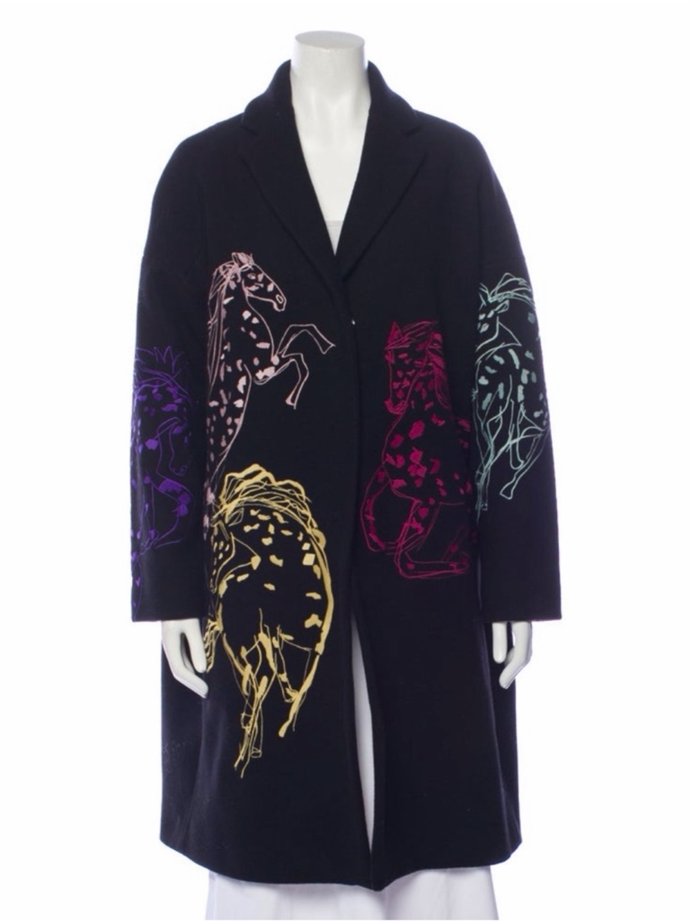 Stella McCartney embroidered horse wool coat